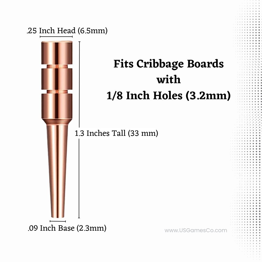 Weighted Metal Cribbage Peg Set for 1/8 inch (3.2mm) Holes (4 Colors)