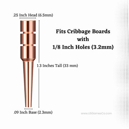 Weighted Metal Cribbage Peg Set for 1/8 inch (3.2mm) Holes (4 Colors)